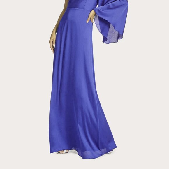 Sachin & Babi French Blue Keely Asymmetric Crinkled Gown - Picture 2 of 6